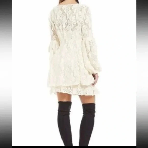 NWT Free People Ruby Lace With Tie Sleeves Ivory Dress, Size xs baby doll - Picture 15 of 16